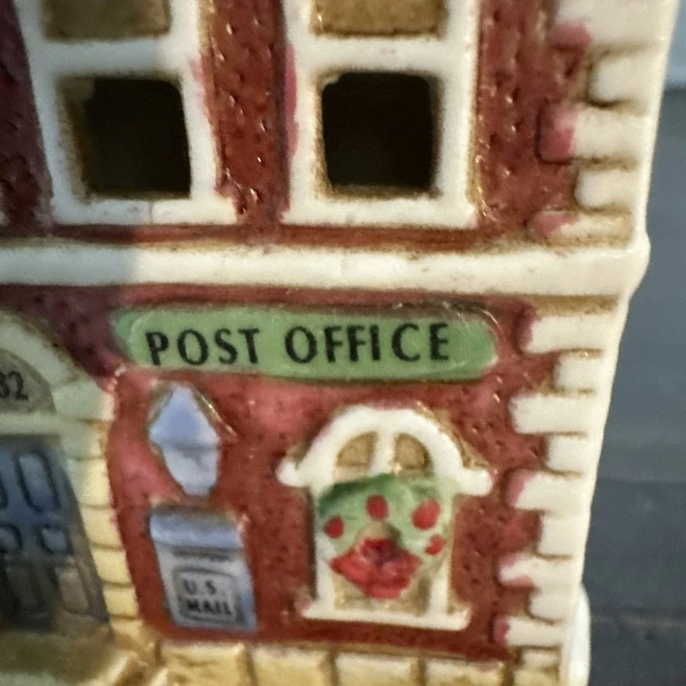 Vintage Mini Lighted House Town Post Office 4